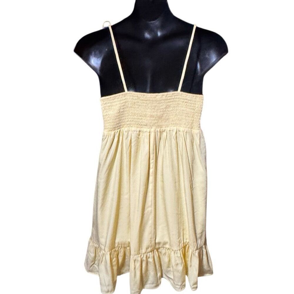 Mittoshop Yellow Ruched Spaghetti Strap Mini Dress | Smocked Back | NWT - Picture 7 of 14